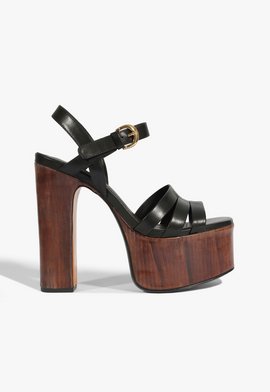 Sandália Meia Pata Wood Couro Preto
