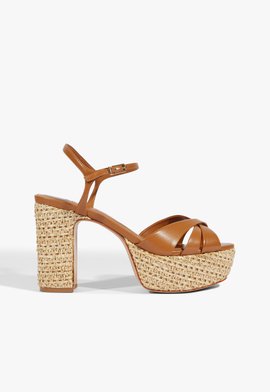 Sandália Keefa Raffia Couro Marrom