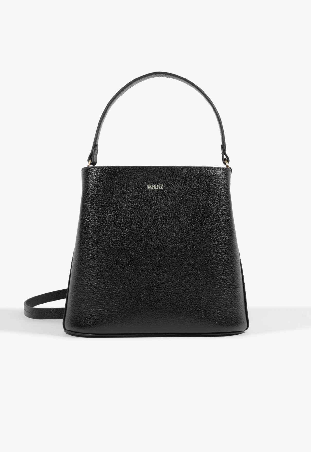 Vista 2 Bolsa Tiracolo Bucket Esther Média Couro Preta Schutz Preto Schutz Preto