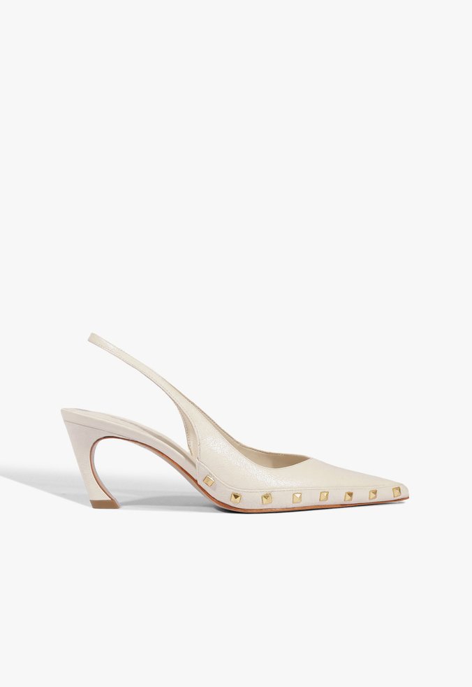 Slingback Lexi Studs Couro Branco