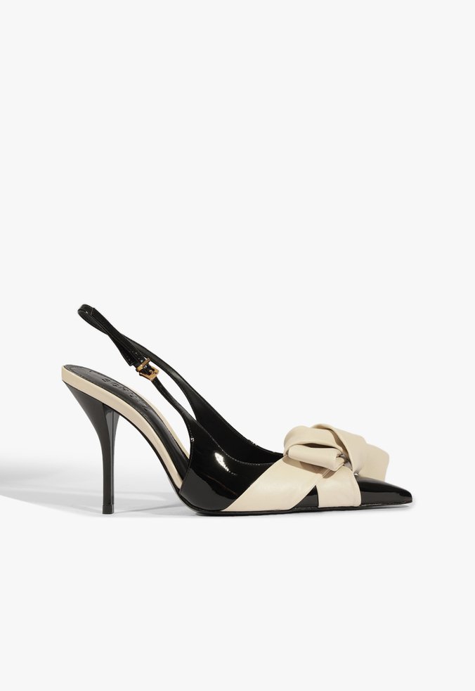 Slingback Liora Laço Couro Preto