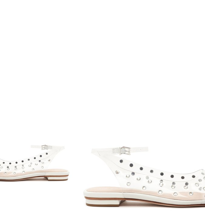 Flat Slingback Vinil Studs White Flat Slingback Vinil Studs White