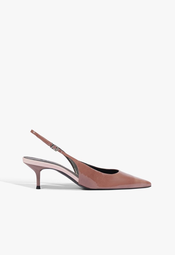 Scarpin Slingback Couro Marrom