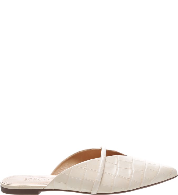 Flat Mule Croco White Flat Mule Croco White