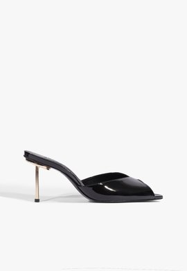 Sandália Mule Pin Heel Verniz Couro Preta