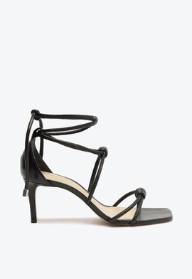 ブラック38 Sandália Lace Up Lela Mid Salto Fino Preta | Schutz