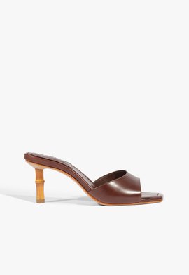 Tamanco Mule Leena Bamboo Couro Laranja | Schutz