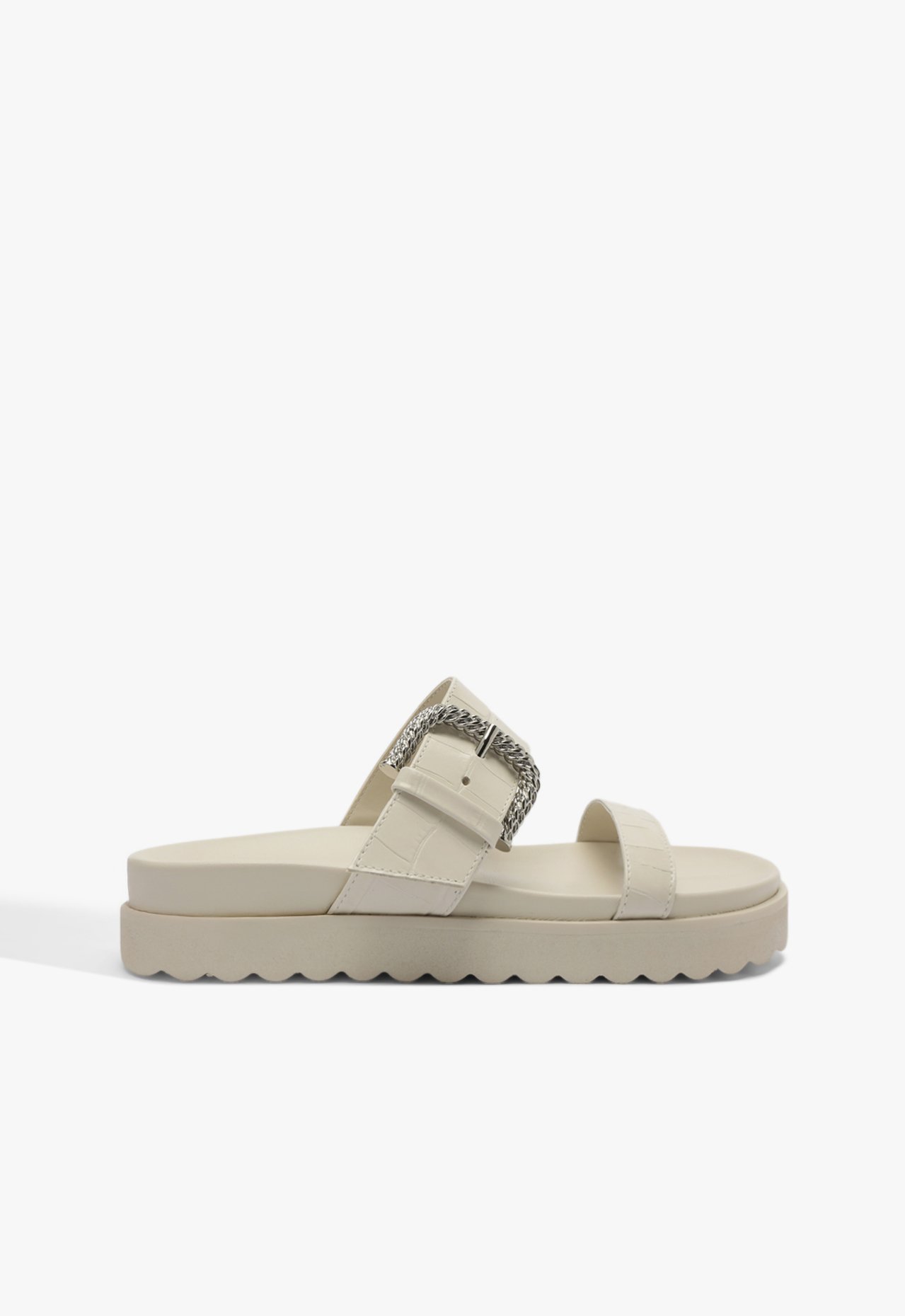 Sandália Papete Metal Buckle Off-White | Schutz