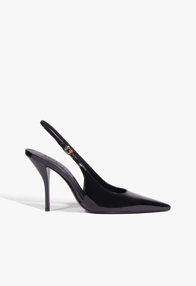 Scarpin Slingback Mid Couro Preto