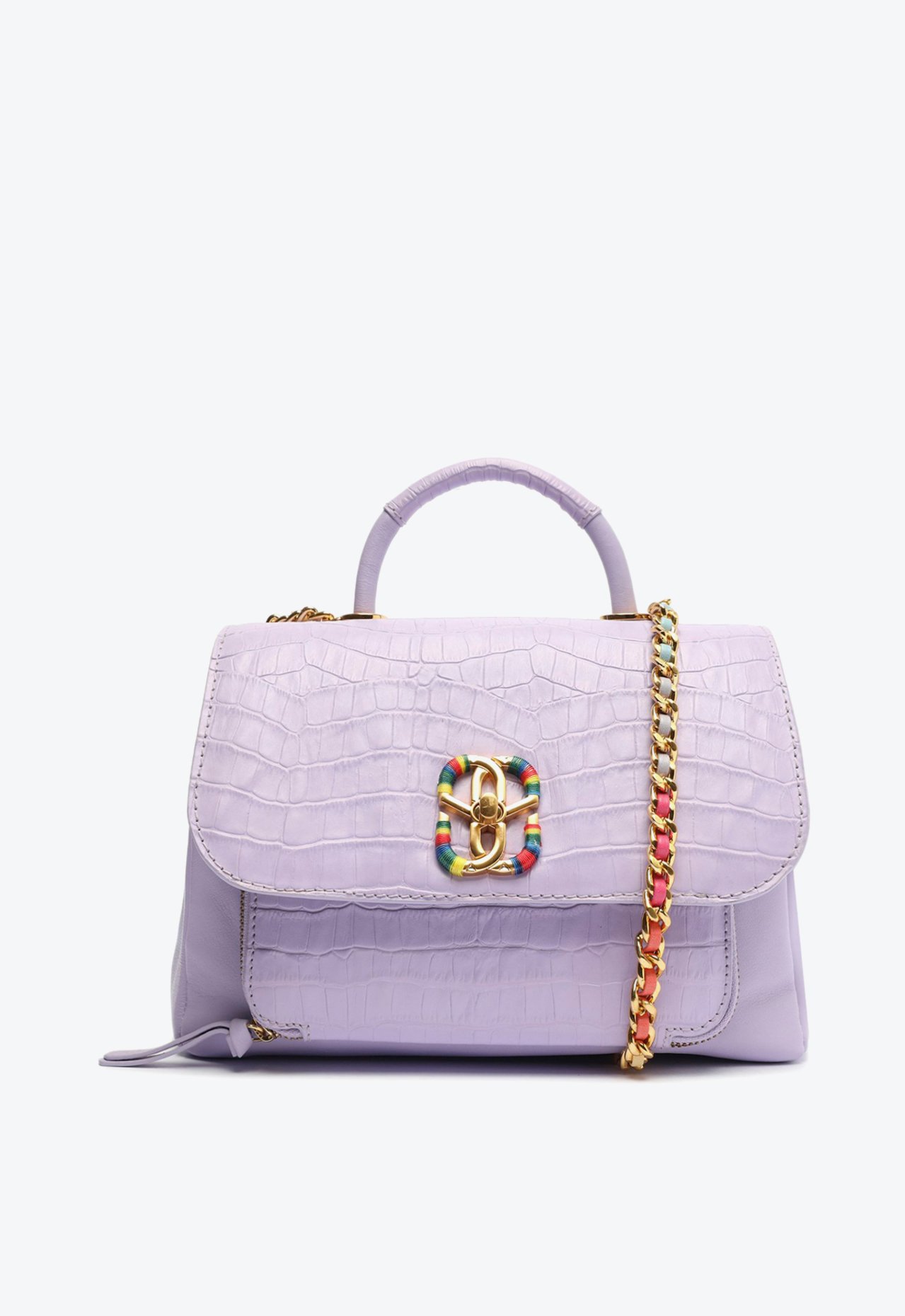 Bolsa Tiracolo Média Rainbow Couro Croco Lilás | Schutz