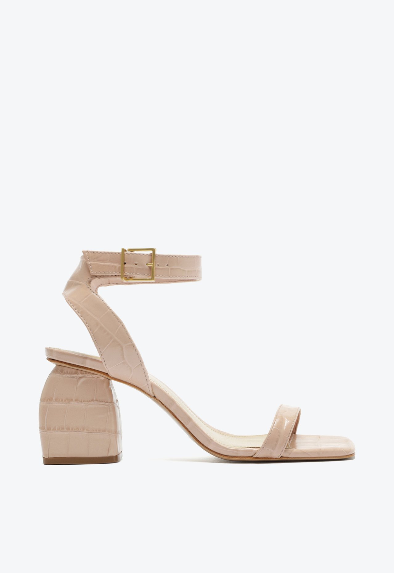 Sandália Salto Bloco Mandy Couro Nude | Schutz