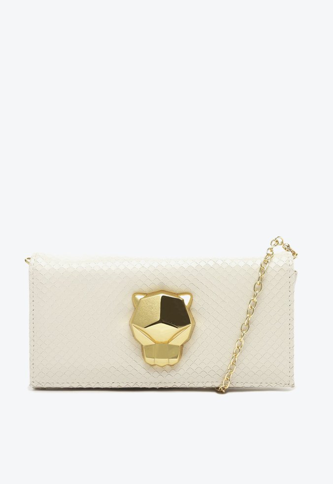 Bolsa Carteira Mini Icon Panther Couro Snake Branca