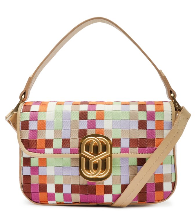 Bolsa Tiracolo Schutz Ssnaps Couro Sarja Colorida