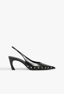 Scarpin Lexi Studs Salto Médio Couro Preto