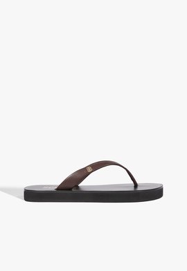 Sandália Flatform Bico Redondo Couro Marrom