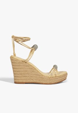 Sandália Anabela Becky Glam Corda Bege