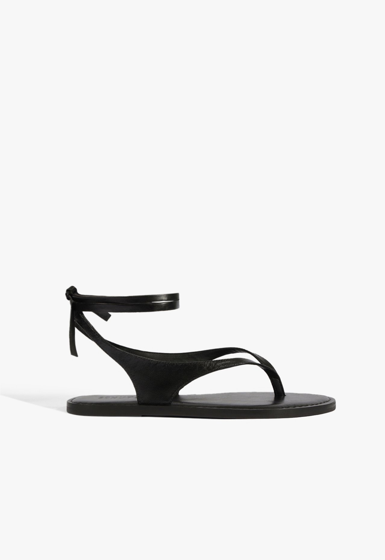 Sandália Rasteira Couro Amarração Preta | Schutz