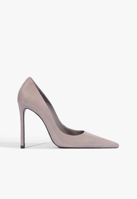 Scarpin Clara Bico Fino Couro Cinza