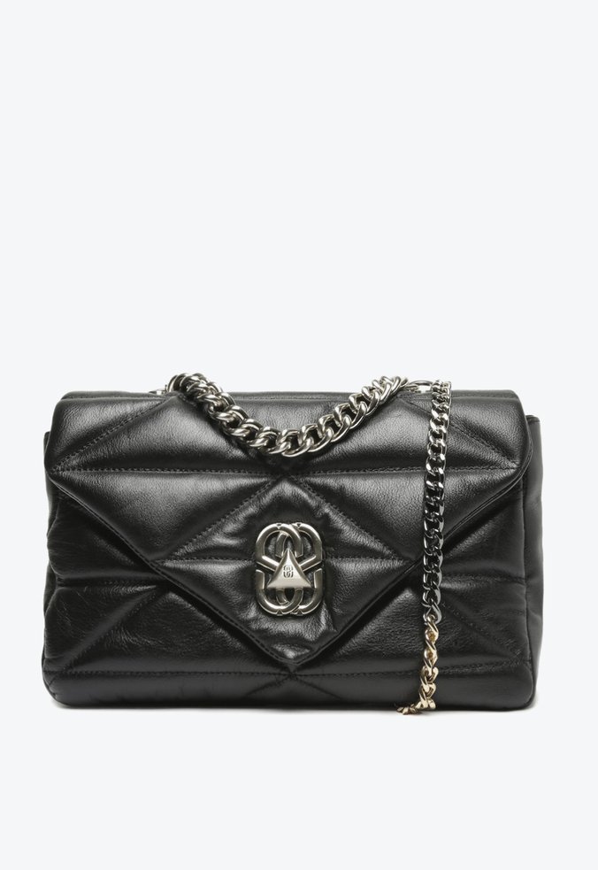 Bolsa Tiracolo Média Brooklyn Couro Matelassê Preta