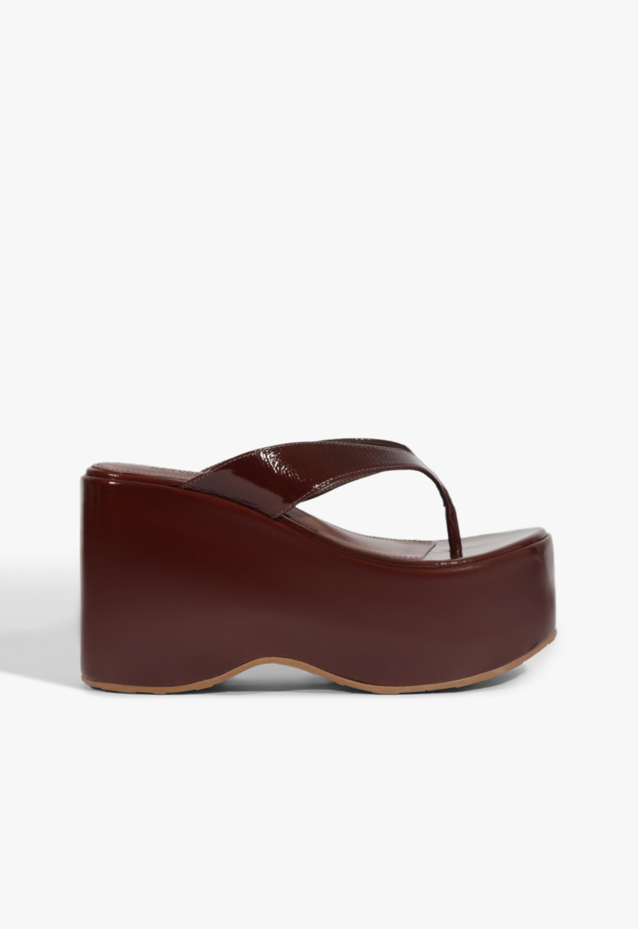 Tamanco Plataforma Thong Couro Marrom | Schutz