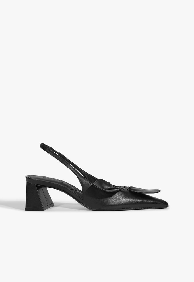 Scarpin Slingback Rhonda Mid Couro Preto