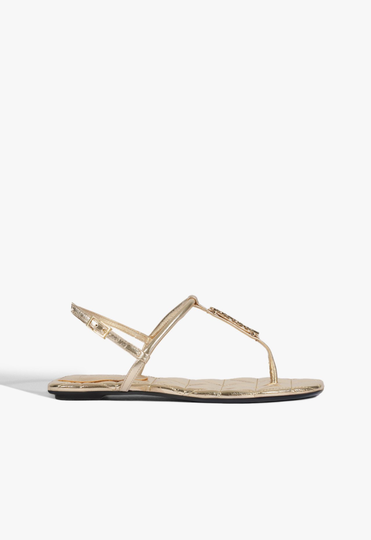 Sandália Rasteira Matelassê Couro Dourado | Schutz