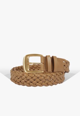 Cinto Trançado Couro Bege