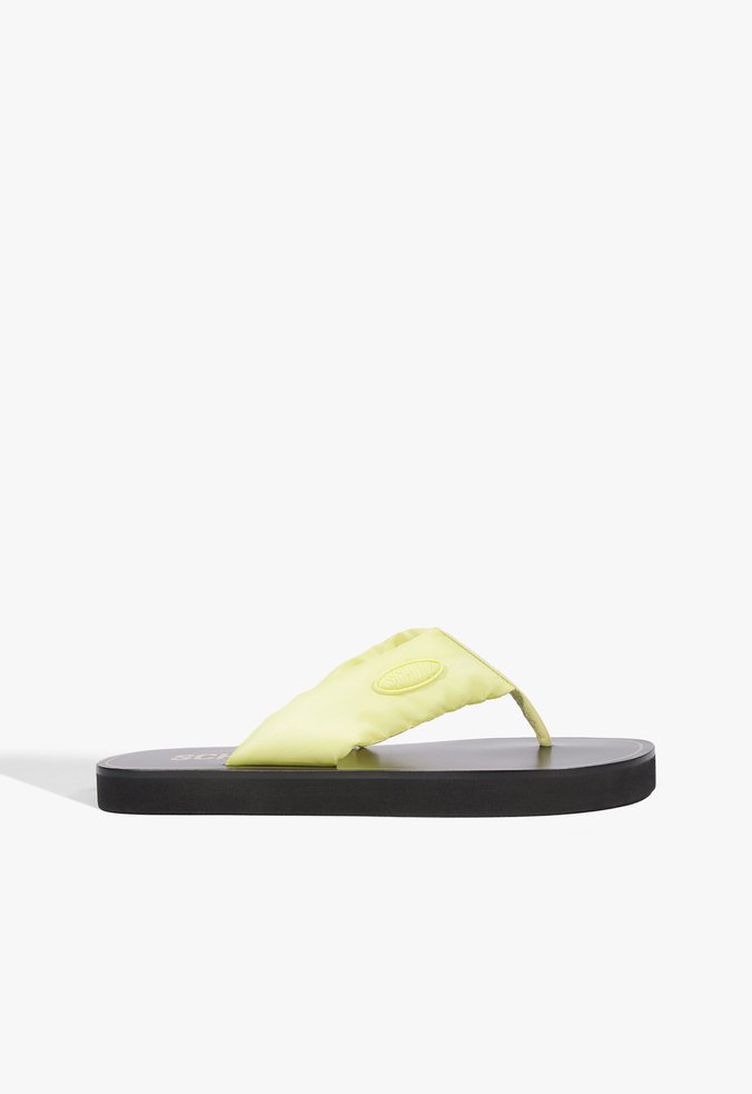Sandália Flatform Tira V Preta Amarela