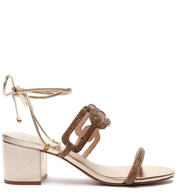 Sandália Block Heel Glam Baroque Gold
