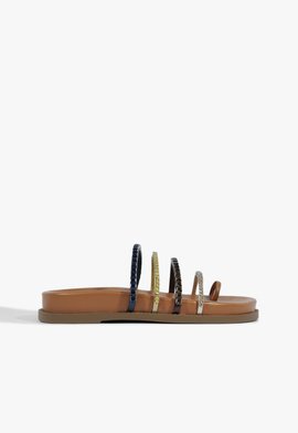 Sandália Rasteira Bold Couro Laranja