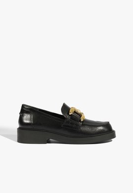 Loafer Dylan Chain Couro Preto