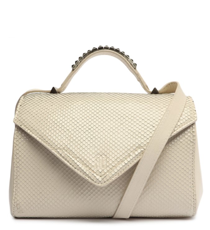 Bolsa Tiracolo Média Trinity Couro Snake Branca