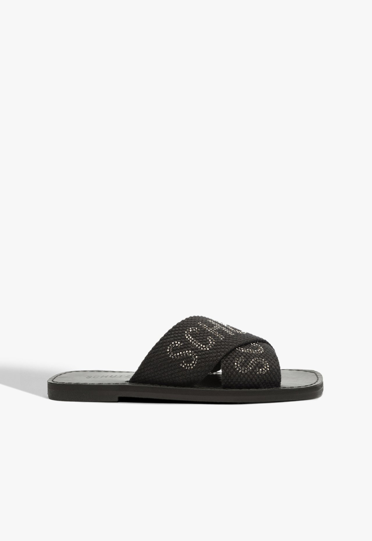 Sandália Rasteira de X Logo Schutz Preta | Schutz