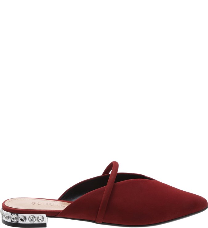 Flat Mule Nobuck Arc Glam Red Flat Mule Nobuck Arc Glam Red