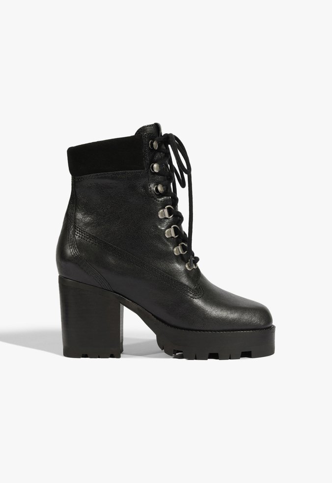 Bota Coturno 240 Lace Couro Preto