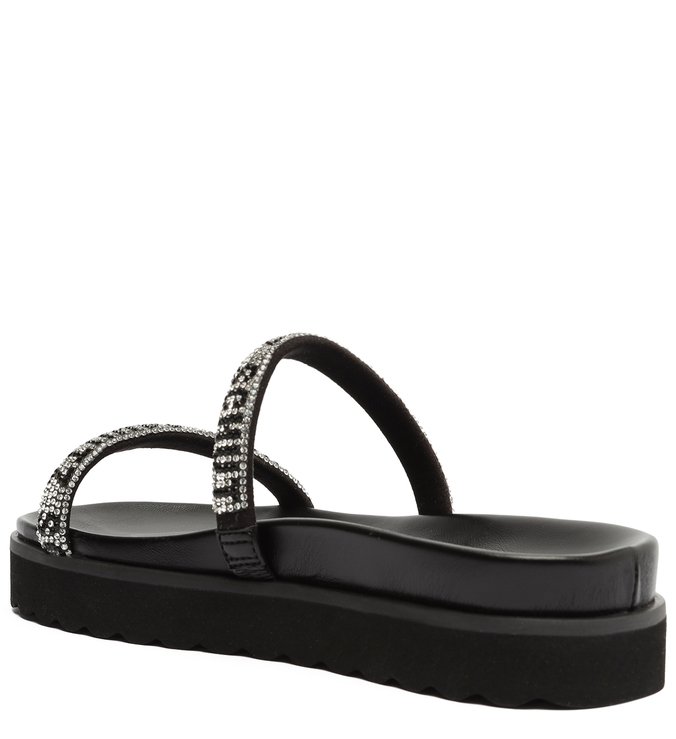 Sandália Papete Logo Pedraria Preta | Schutz
