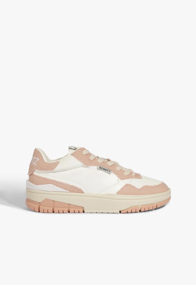 Tênis Runner Couro Lona Rosa