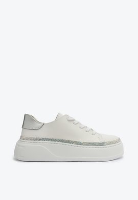 Tênis Couro Brilho Colorido Branco