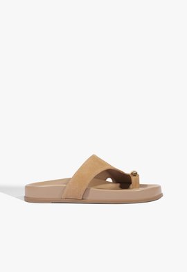 Papete Flatform Tira Dedo Adornos Couro Marrom
