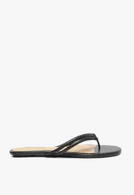 Sandália Rasteira Slide Couro Preta
