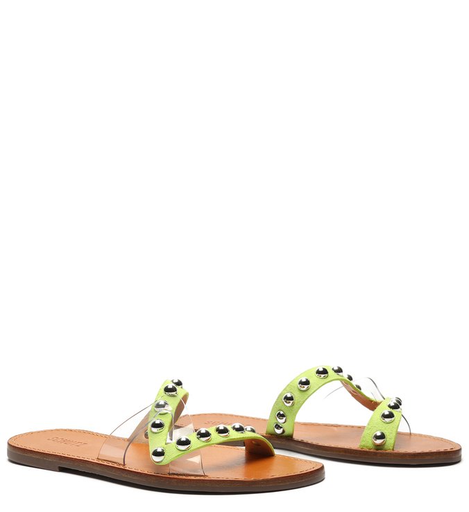 Sandália Rasteira Vinil Studs Verde Sandália Rasteira Vinil Studs Verde