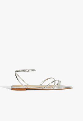 Sandália Rasteira Desiree Couro Prata