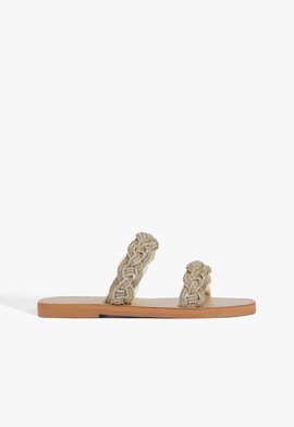 Sandália Rasteira Flat Tiras Dourada