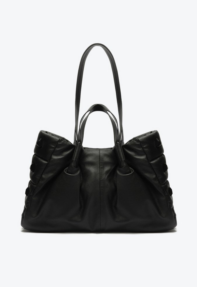 Bolsa Shopping Couro Preta Grande