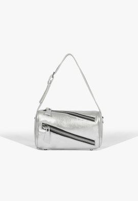 Bolsa Shoulder Couro Metalizado Prateada