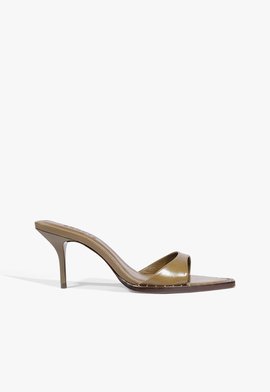 Tamanco Casual Bold Salto Alto Preto Marrom