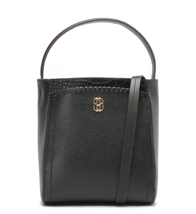Bolsa Tiracolo Bucket Tamis Couro Preta