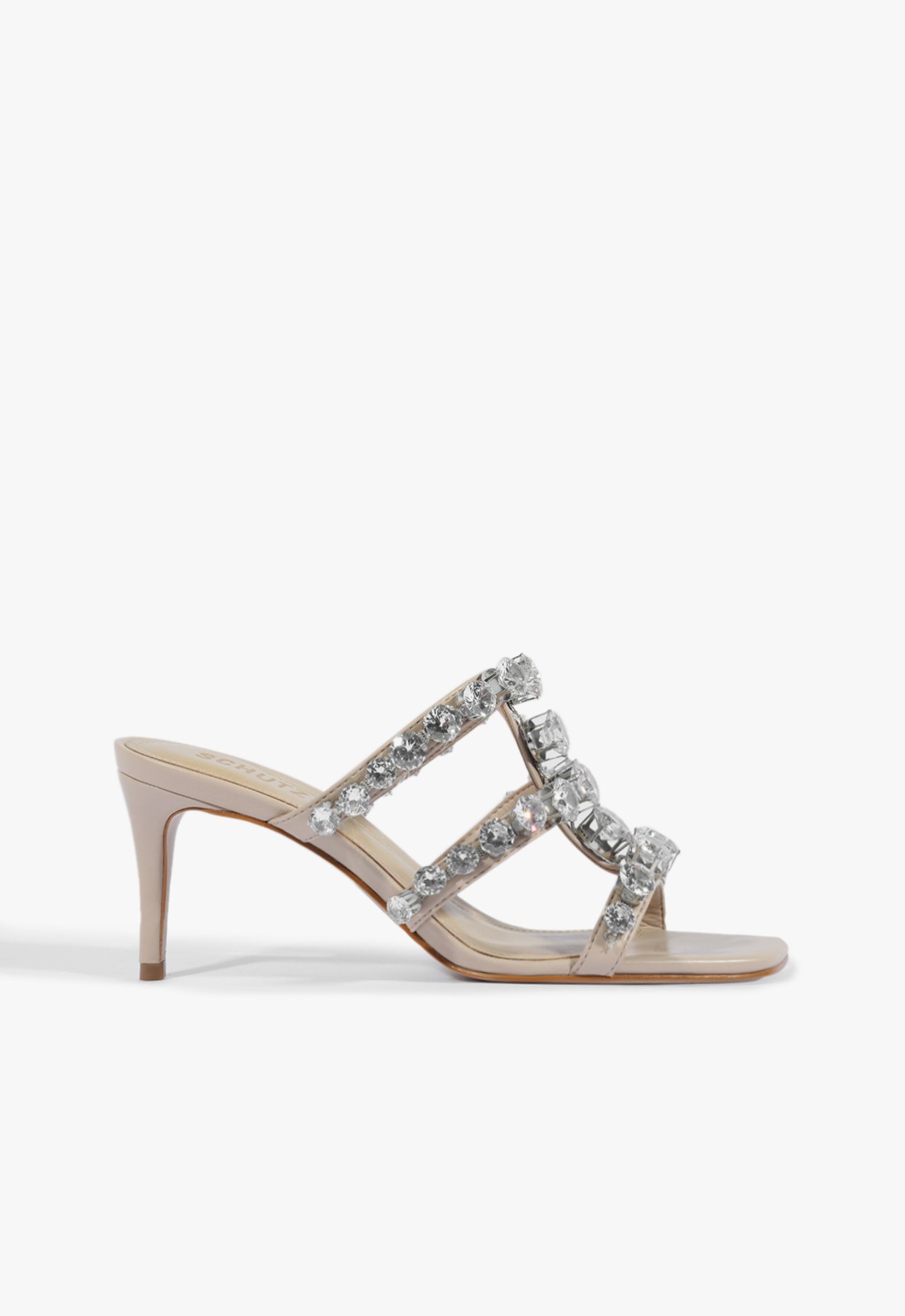 Vista 2 Sandália Mule Salto Médio Glam Bege Nude Nude