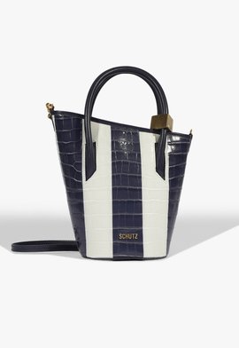 Bolsa Bucket Cayla Stripes Couro Azul e Branca