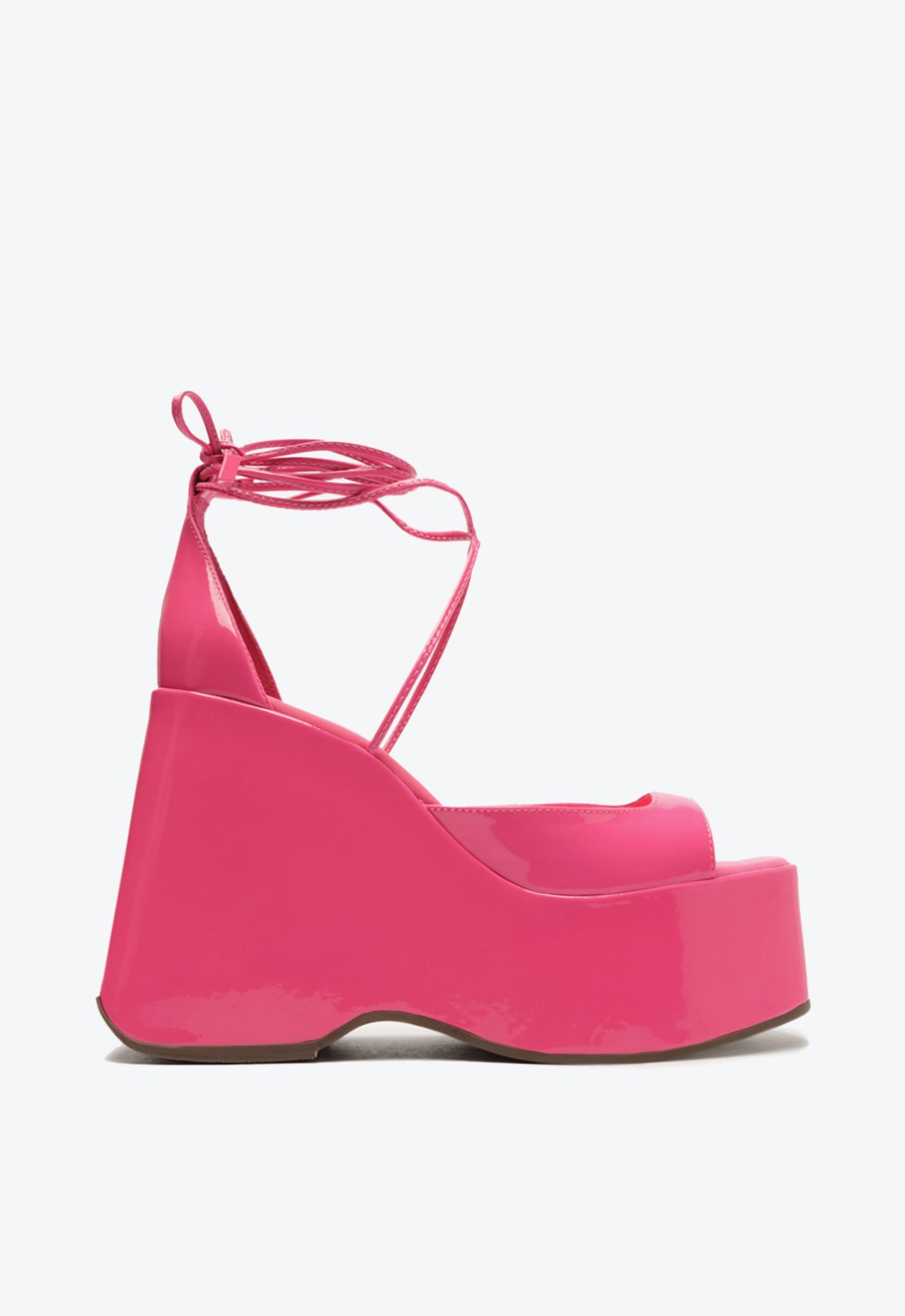 Sandália Plataforma Amarração Mazda Vinil Rosa Pink | Schutz